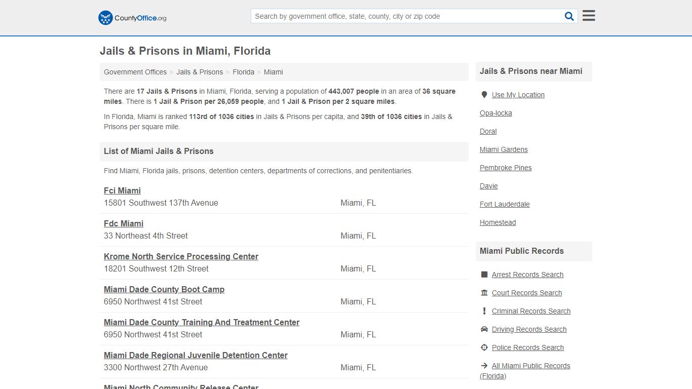 Jails & Prisons - Miami, FL (Inmate Rosters & Records) - County Office